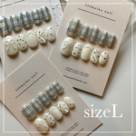 【現品sizeＬ】ネイルチップ ブルーチェックネイル