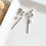フルートとコットンパールのイヤリング/ピアス(シルバー)