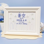 ⋆⸜ 𝔹𝕆𝕐 ⸝⋆シンプルでかわいい“うさぎさんシルエットモチーフ”の刺繍命名ボード　　　　　命名書　名前旗　名入れ　刺繍　オーダー　出産祝い　お食い初め　ベビー