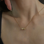 【ネックレス】華奢♡サージカルステンレス ジルコニアリボンチャームネックレス/シンプル キラキラ スキンジュエリー 秋
