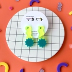 トゲトゲドロップピアス＆イヤリング(イエロー×グリーン)