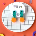トゲトゲドロップピアス＆イヤリング(グリーン×オレンジ)