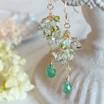 ＊再販＊【14kgf】グリーン天然石＊ロングピアス