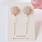 【受注制作】  「雨粒と紫陽花」  紫陽花ピアス　紫陽花イヤリング