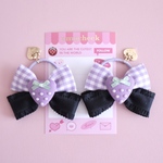 ドールクローゼットリボン🎀ジューシーパープル×ブラック💜🖤ミニサイズゴム