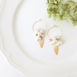 ピアス　leaf×pearl