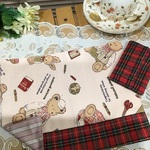 ⭐️超お買い得⭐️【再2】チエック20×25⭐️20×30⭐️25×30❤️可愛いうさぎとくま⭐️お名前タグサービス⭐️両面可愛いランチョンマット ピンクくま⭐️ミニポケットティッシュカバーセット