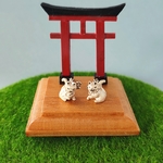 【受注制作】狛猫/猫/招き猫/SILVER925/置物/鳥居/神社/ねこ/ネコ/ピアス/ペンダント/イヤリング/おまけ