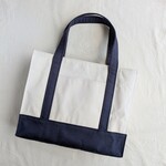 スクエアトートバッグ【紀州帆布 キナリ × ネイビー】
