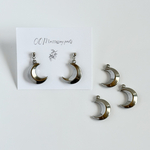 514) ［ステンレス］三日月チャーム（18×14mm・1個） / シルバー / ピアス・イヤリング素材