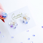 【6/30まで】あじさいカラーの ミニブーケ ピアス イヤリング ディップアート 花 ギフト 結婚式・成人式の特別なプレゼントに