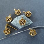[1pcs] オール ステンレス 8mm ローズ チャーム マルカン付 薔薇 フラワー  ネックレス素材  ゴールド 24KGPイオンメッキ サージカルステンレス 金属アレルギー対応