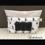 ☆再再販☆おむつ&おしりふきケース☆猫と音符柄☆リボンビタット☆ダブルファスナー