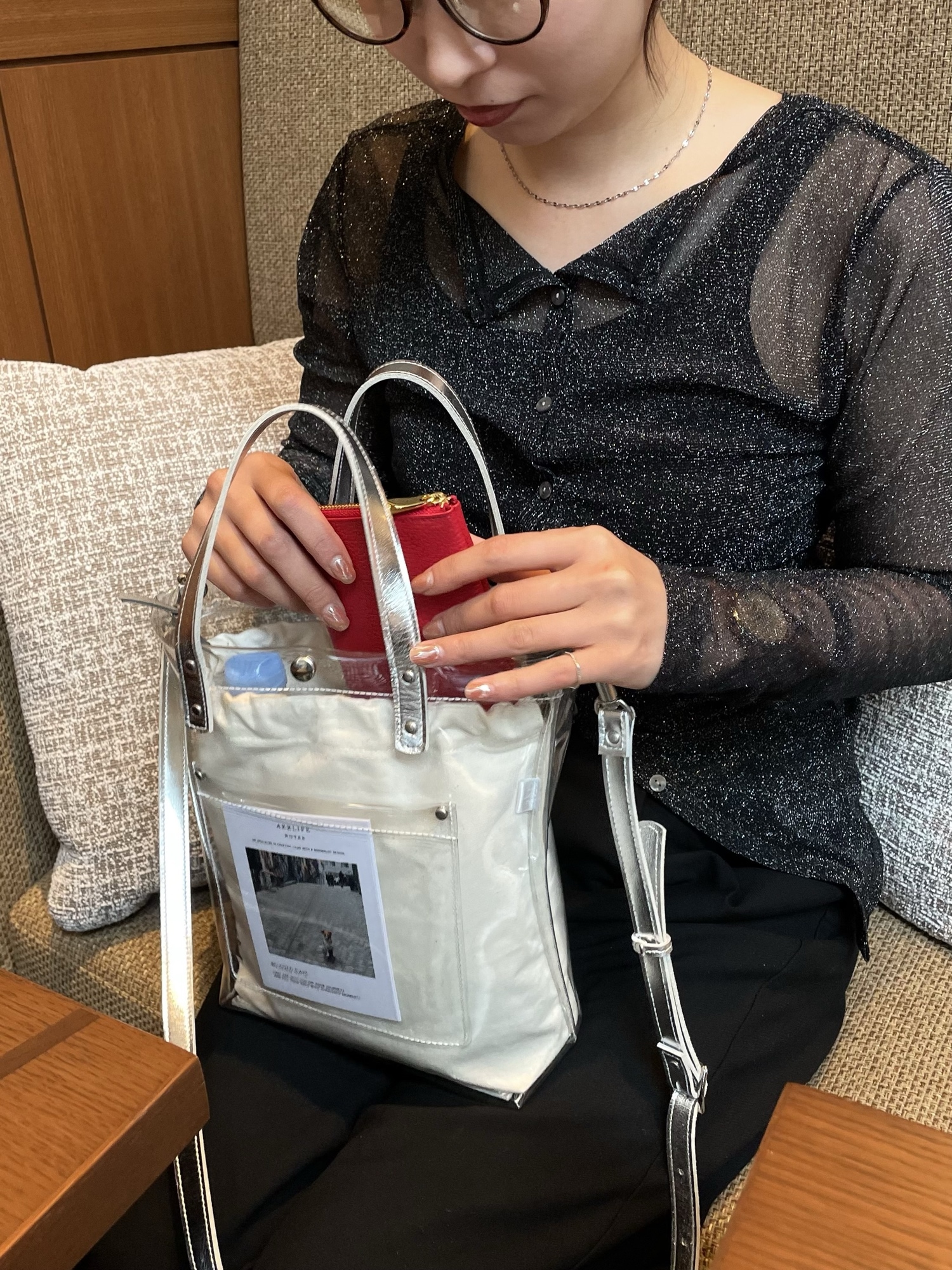 シルバー好きに届け♡「大人のクリアバッグ」 2WAY 本革 クリアトート シルバー好きに届け♡「大人のクリアバッグ」 2WAY 本革 クリアトート