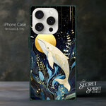 【 月とくじらと草花と スマホケース C 】 全機種対応  強化ガラス 耐衝撃 iPhoneケース 