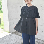 18_cape　sleeve　blouse -natural 「ブラック」