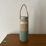 ☆新作☆ぽちぽちペットボトルカバー☆水筒カバー☆手編み☆ギフト☆ベージュ☆グリーン