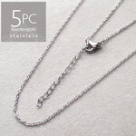 ＊5本＊ サージカルステンレス 60cm アジャスター付 小豆チェーン ネックレス SUS304 ch038