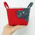 にゃんでも小物入れ＊レッド＊赤＊猫(D-u）