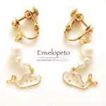 ほんのり艶パール✨みずたまくじらのプカプカ吐息 イヤリング ✳︎再販31✳︎ 〜 ぷっくりお魚モチーフ 〜