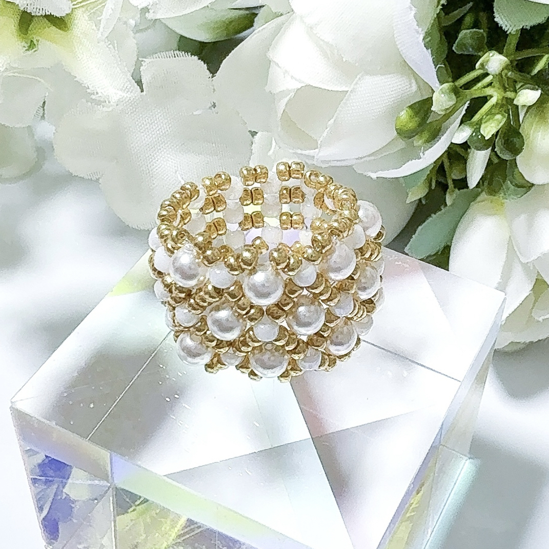 【rs-2】ビーズリング ✿ 韓国 カラフル ニコちゃん お花 e68e4d40321d92f01b0044eef4d013