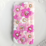 mayuchan1102様オーダー品ピンクversionビジュー&スワロお花の iPhoneケース