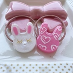 キッズ レジン sleeping rabbit うさぎ ヘアゴム 2本セット heart pink