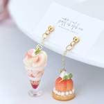 桃づくしのご褒美パフェと丸ごと桃タルトのピアス/イヤリング❁ミニチュア
