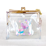 miniwallet　お札を折らずに入れられる二つ折りミニ財布　ポーチ　カードケース　PVC　ビニール　クリア　シャカシャカ