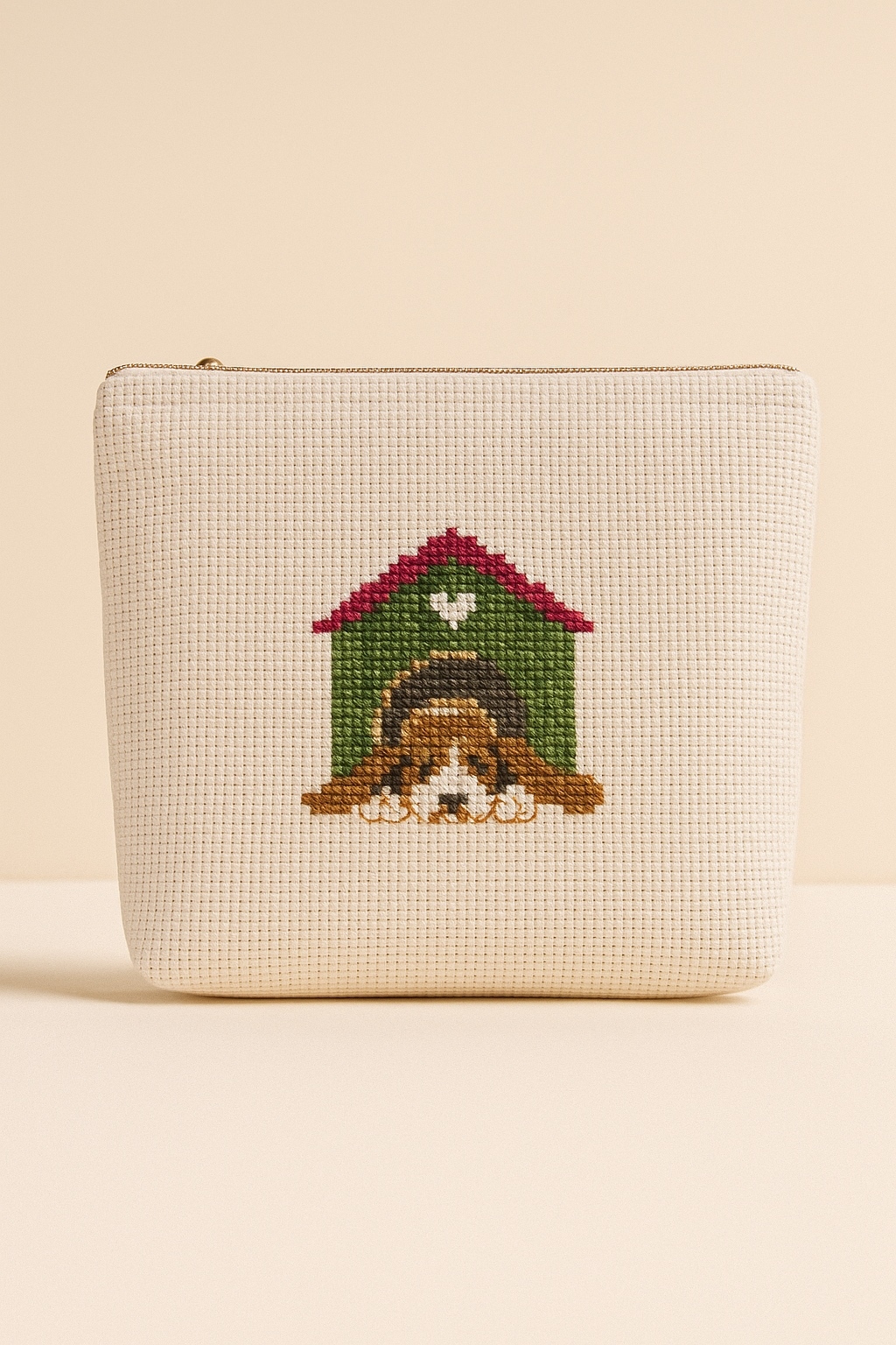 送料込み】犬のクロスステッチ刺繍のポーチ - クロスステッチ日和