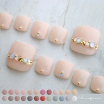 ♡色が選べる！モロッコ風フットネイルチップ/Annaffiareフルペディキュア足用足の付け爪シンプルきれいめ洋装前撮りドレス結婚式ウェディングブライダル浴衣ビジュー大人上品ミルキーヌードベージュ