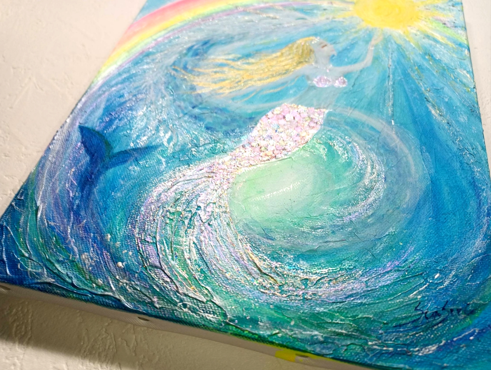 開運風水アート】希望の光 光をもたらす龍と人魚＊虹と太陽の