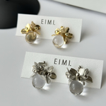 【EIMI.】メタルフラワー×クリアピアス（ゴールド,シルバー）