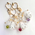 🍎受注製作🍎りんごとシマエナガ入りの透明なポーチ　キーホルダー(りんごの色が選べます！)