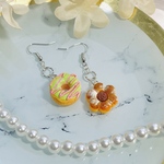 プチプラ　抹茶ドーナツとリングドーナツのピアス（イヤリング）【No.105】