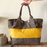 bicolor tote bag (gray & yellow)