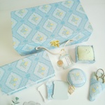 トランク型お裁縫箱とカルトナージュのお裁縫道具のセット（カルトナージュ　ブルディヤマン」 ）