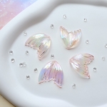 新色★魚尾びれ　マーメイド　樹脂チャーム　ビーチピンク×レインボーグラデーション