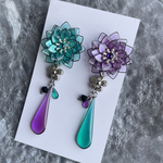 芳月下美人💚💜mint pinkpurple 揺れる ピアス イヤリング