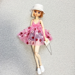 再販なし　ピンク×紐薄ピンク　レース　花柄　キャミ　ワンピース　　リカちゃん　ピュアニーモ　ワンピース　ジャケット　ショートパンツ　ブラウス