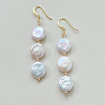 3色の淡水パール〜Cotton Candy Pearl〜　淡水パール 14kgf 天然石 揺れるピアス