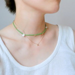 -ｋさまご予約品- peace necklace -green & pearl-
