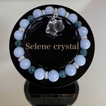 エンジェライト　翡翠　ブレスレット　水晶猫ちゃん　　　天然石ブレスレット　Selene crystal