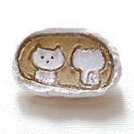 【000min様用】鏡だよねこさんブローチ（ゴールド）（陶器風）