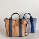 ☆duf-ars様専用☆帆布トートバッグ2点 Mショルダーベルト付き ダークベージュ×ハンターグリーン  Mクールグレー×セルリアンブルー 倉敷帆布 