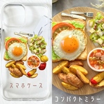 《エッグサンドプレート》　コンパクトミラー　スマホケース　フェイクフード　ミニチュアフード　食品サンプル　目玉焼き　エッグトースト　