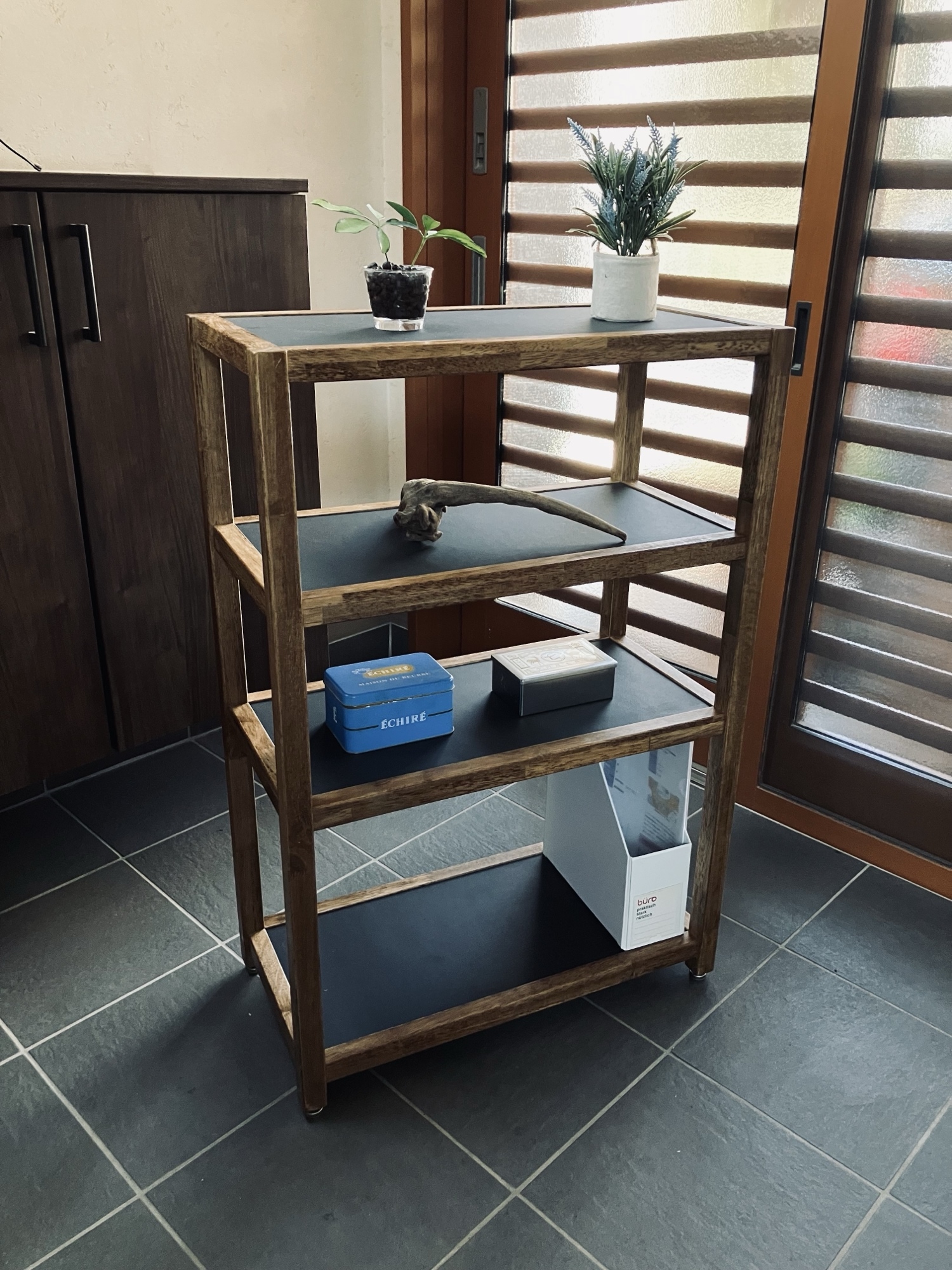 リノリウム×ラバーウッド　オープンシェルフ　オープンラック　ハンドメイド リノリウム×ラバーウッド オープンシェルフ オープンラック