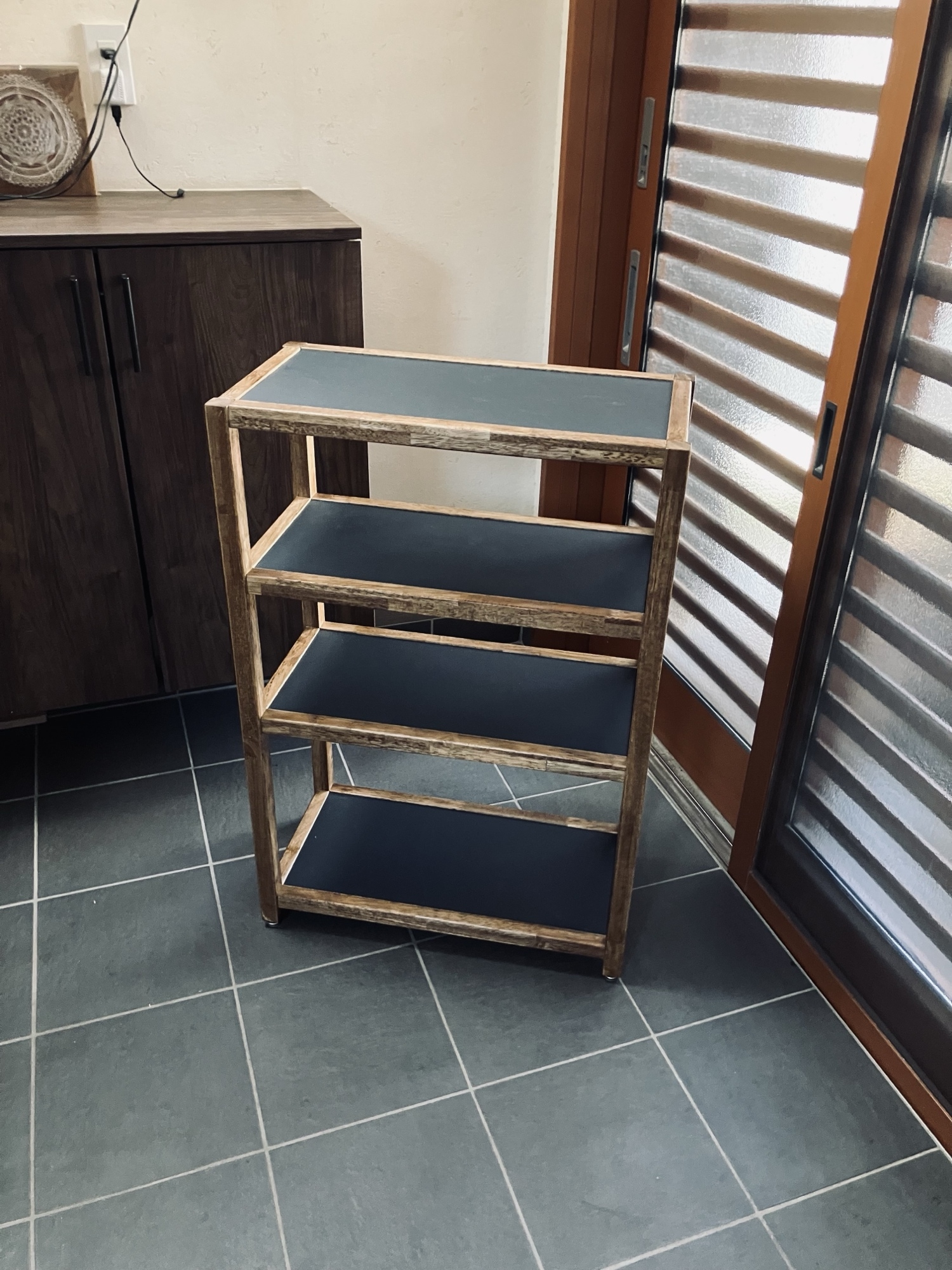 ハンドメイド　収納ラック リノリウム×ラバーウッド オープンシェルフ - emu_furniture | minne