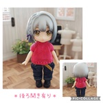 シンプル半袖セーター＊後ろボタン＊【濃いピンク】❤︎handmade❤︎11cmドールサイズ