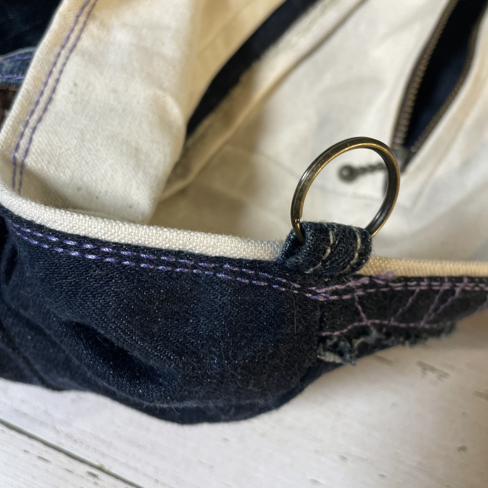 デニムリメイク トートバッグ マチあり本革bag-0022 - デニム＆着物 